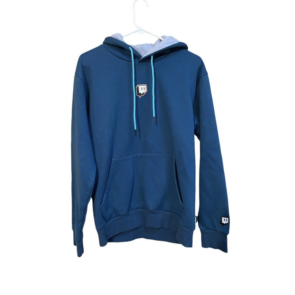 Twitch‎ Mens M Blue Hoodie Unisex Pullover Cotton Sweatshirt Hooded NWOT